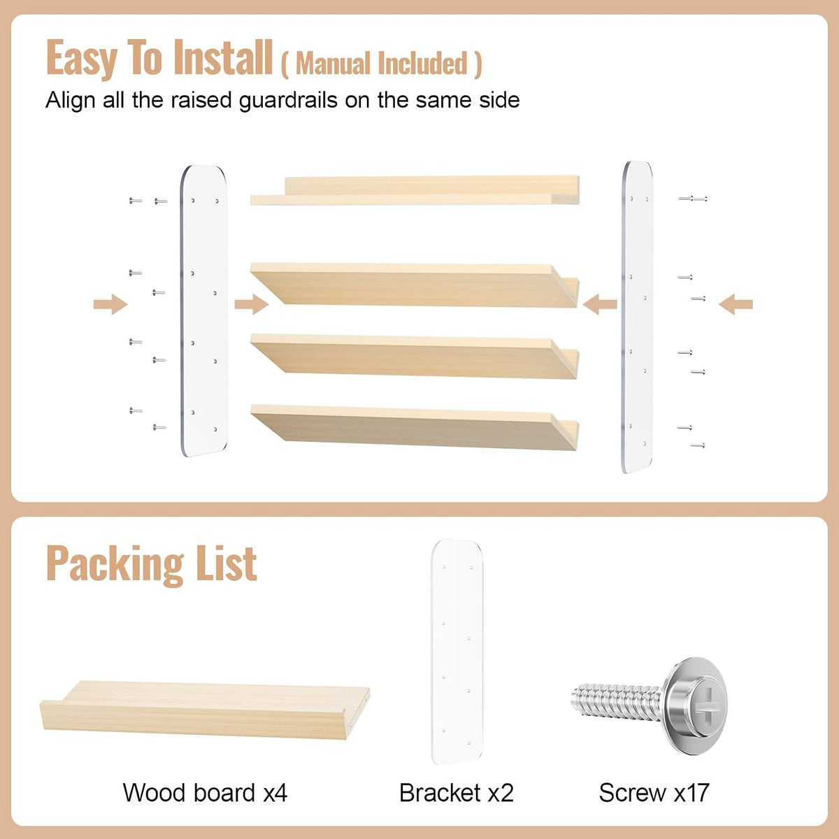 MUDEELA 4 Tier Spice Rack Organizer for Cabinet,Wooden Vertical Spice Shelf, Seasoning Organizer for Countertop, Kitchen, Pantry, Freestanding, 13.4" W × 11.2" H (No Jars Included), White