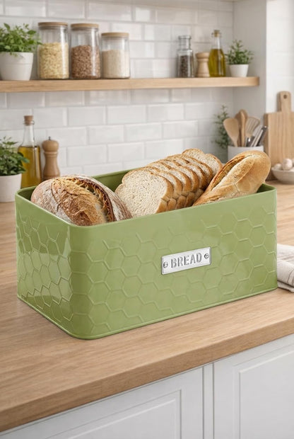 vensovo Bread Box for Countertop – Large White Metal Bread Bin with Bamboo Cutting Board Lid, Farmhouse Bread Storage Container for Homemade Bread, Baked Goods & Kitchen Counter Organization