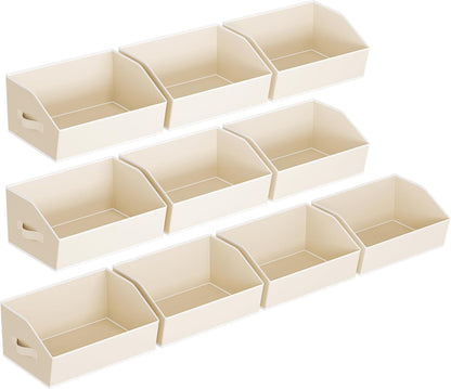 Homsorout Closet Organizers Bins 6 Packs - Large Closet Shelf Organizer with Handles, Fabric Trapezoid Storage Bins, Collapsible Storage Cubes for Clothes, Towels, Light Gray