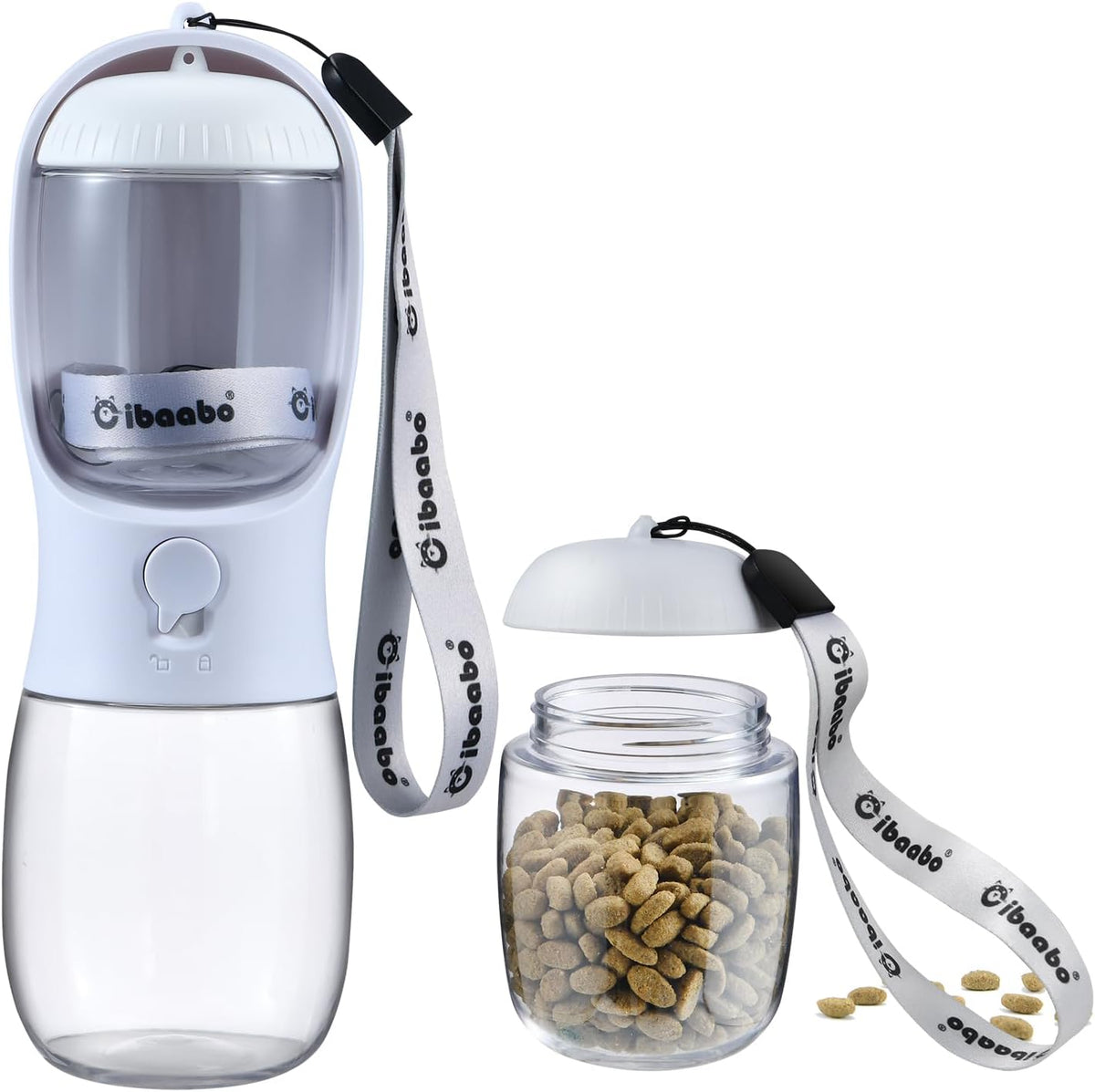 Cibaabo Dog Water Bottle with Food Container, Travel Puppy Water Bowl, Portable Pet Dispenser, Girl Dog Mom Gifts Accessories Stuff Essentials Necessities for Yorkie Chihuahua Cat Walking and Hiking