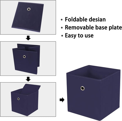 Black Foldable Storage Cubes Bins ,11 Inch Cloth Storage Cube Fabric Storage Box Cubes Organizer Baskets with Handles for Home Organizer Set of 3 (Black)