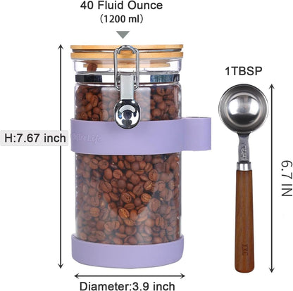 Large Glass Nuts Storage Container, Airtight Food Storage Jar with Bamboo Lid & Scoop, Keeps Nuts Crunchy & Fresh, Perfect for Pantry Organization & Storing Nuts, Almonds, Peanuts - 1.5-Quart