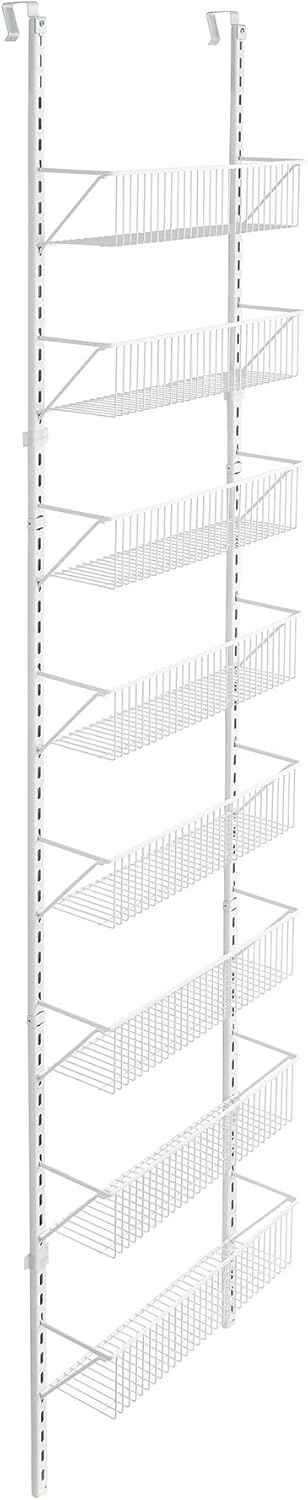 ClosetMaid 97535 Wall or Door Adjustable (8) Basket Organizer, 6.614-Inch D x 77.165-Inch H x 17.992-Inch W, White