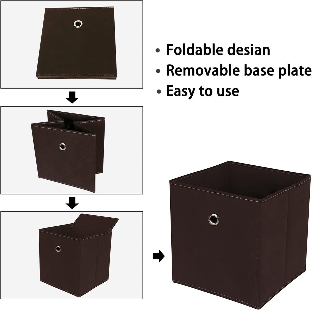 Black Foldable Storage Cubes Bins ,11 Inch Cloth Storage Cube Fabric Storage Box Cubes Organizer Baskets with Handles for Home Organizer Set of 3 (Black)