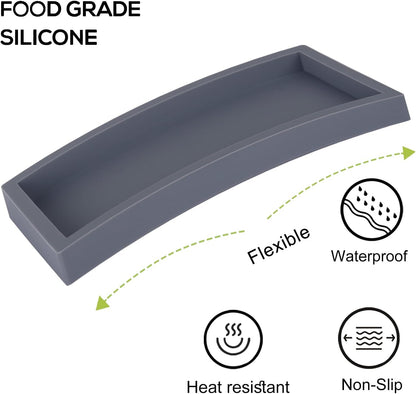 Small Silicone Bathroom Vanity Tray Rectangle Soap and Sponge Holder Kitchen Sink Organizer for Scrubber, Lotion Bottles, Perfume, Jewelry, Candle, Key Trinket Ring, Black
