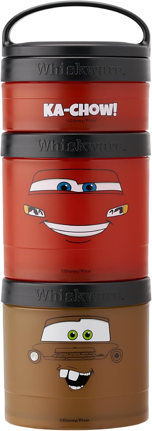 Whiskware Bluey Stackable Snack Containers for Babies, Toddlers, and Kids, 3 Stackable Snack Cups for School and Travel, Cupholder Friendly, Bluey and Bingo! Let’s Do This!