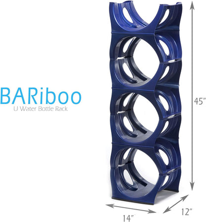Bariboo Stackable Water Bottle Storage Rack Best Water Jugs 5 Gallon Organizer. Jug Holder for Kitchen, Cabinet and Office Organizing. Reinforced Polypropylene (Silver, 4 No Shelf)