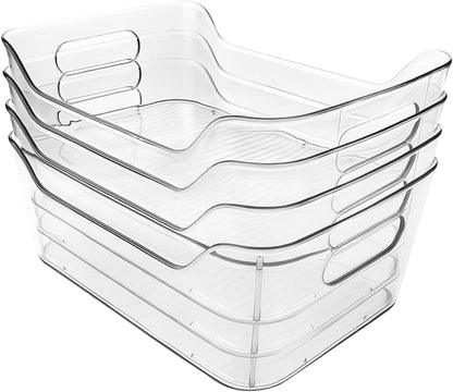 Acrylic Pantry Storage Bins, Storage Bins for Cabinets, Clear Bins for Pantry, Cabinets, Organizing, Fridge, Kitchen (7.9” x 5.5” x 3.2”)