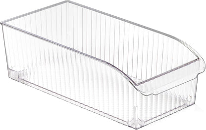 BINO | Plastic Storage Bins with Wheels, X-Large | THE ROLLER COLLECTION | Clear Storage Bins for Organization | Clear Containers for Pantry Fridge & Freezer Organizer Bin Cabinet & Pantry Organizers