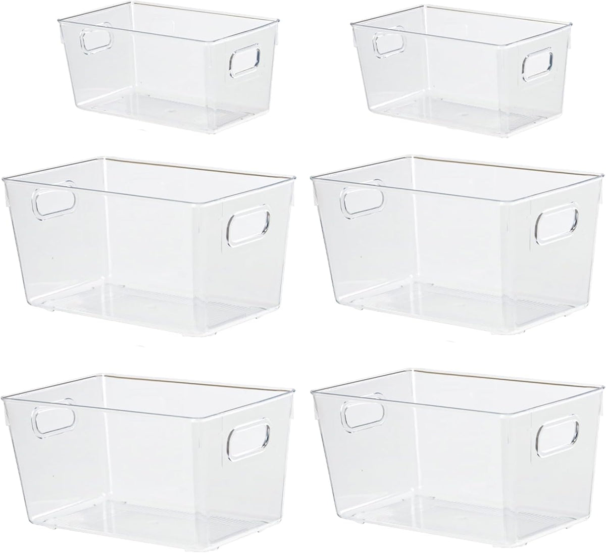 ZEXALOR 10 PACK Clear Storage Bins Clear Storage Containers for Kitchen Pantry Organization, Organizing Bins with Built in Handles, Cabinet Organizers