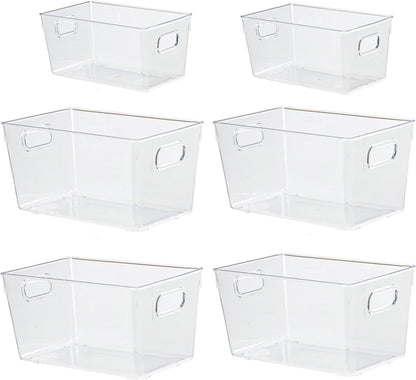 ZEXALOR 10 PACK Clear Storage Bins Clear Storage Containers for Kitchen Pantry Organization, Organizing Bins with Built in Handles, Cabinet Organizers