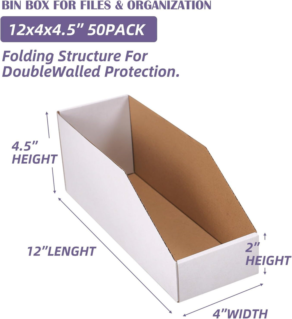 EXYGLO Cardboard Boxes, Pack of 35 Corrugated Storage Bins 12x6x4.5 inch Pantry Organizer Bins for Shelves Garage Office Organization