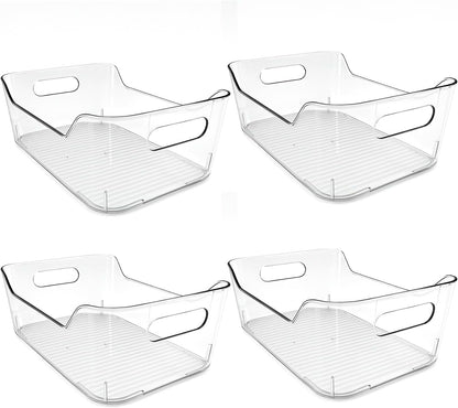 Acrylic Pantry Storage Bins, Storage Bins for Cabinets, Clear Bins for Pantry, Cabinets, Organizing, Fridge, Kitchen (7.9” x 5.5” x 3.2”)