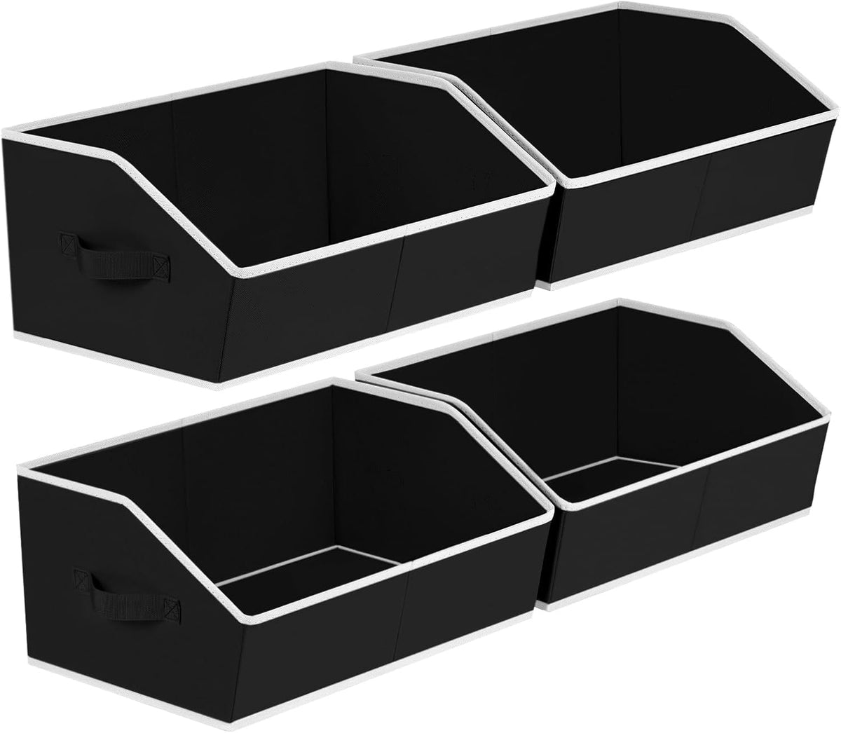 Homsorout Closet Organizers Bins 6 Packs - Large Closet Shelf Organizer with Handles, Fabric Trapezoid Storage Bins, Collapsible Storage Cubes for Clothes, Towels, Light Gray