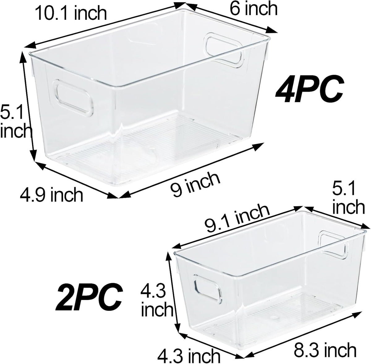 ZEXALOR 10 PACK Clear Storage Bins Clear Storage Containers for Kitchen Pantry Organization, Organizing Bins with Built in Handles, Cabinet Organizers