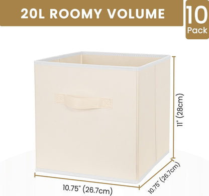 Criusia Large Storage Cubes, 13x13 Cube Storage Bins (Set of 10), Fabric Collapsible Storage Bins with Dual Handles, Foldable Cube Baskets for Shelf, Closet Organizers and Storage Box (Grey)