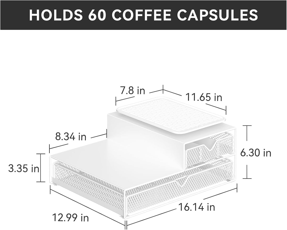 K Cup Organizer for Coffee Station - Sturdy Machine Base 60 Coffee Pod Storage Drawer, Non-Sagging Stand Compatible with Keurig K-Cup Pods, Anti-Vibration, No Assembly (Black)