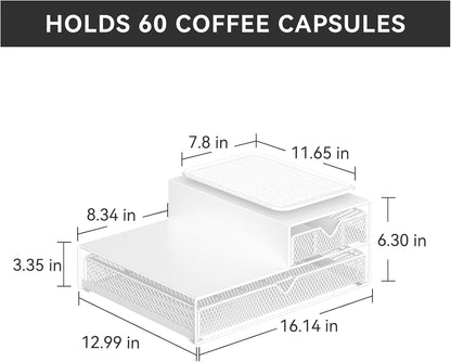 K Cup Organizer for Coffee Station - Sturdy Machine Base 60 Coffee Pod Storage Drawer, Non-Sagging Stand Compatible with Keurig K-Cup Pods, Anti-Vibration, No Assembly (Black)