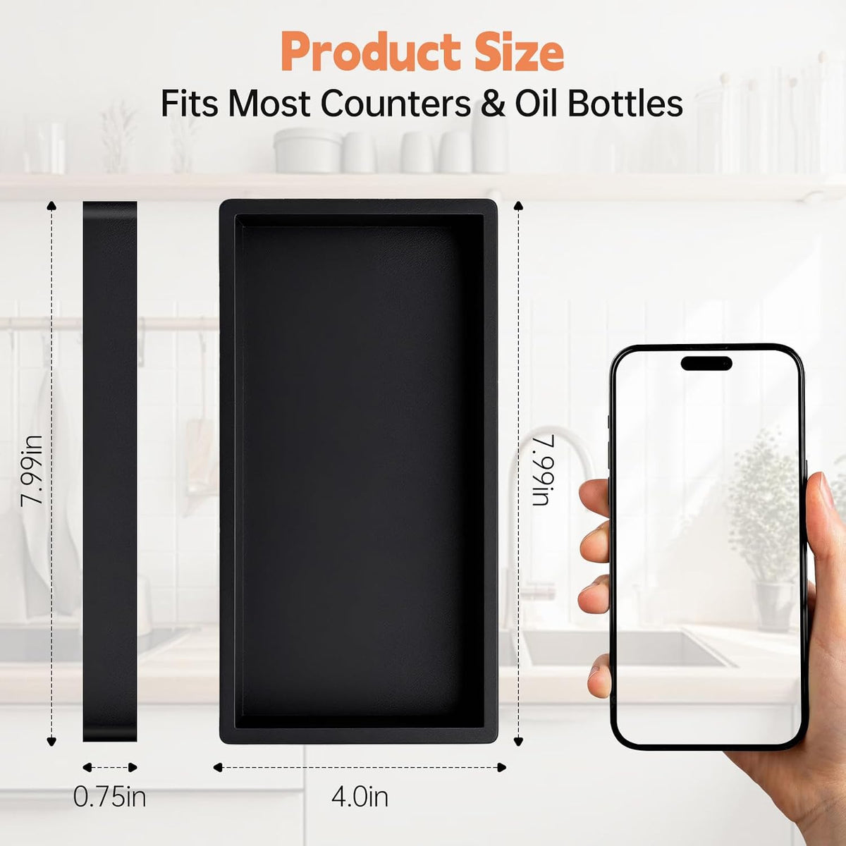 Oil Tray Kitchen Counter, Kitchen Tray for Oil Bottle, Made of Soft Silicone, Protect Bottles from Cracks and Scratches, Smooth, Easy to Clean, Keeps Countertop Tidy, for Glass Oils Sprayer and Bottle