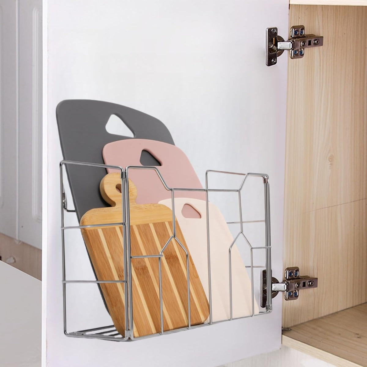 Cididu 2 Pack Kitchen Wrap Organizer Rack Wall Mount, Cabinet Door Organizer Storage, Wall Rack Basket Sturdy Steel Wire, Tall Inside Cabinet Holder for Aluminum Foil Plastic Wrap Wax Paper