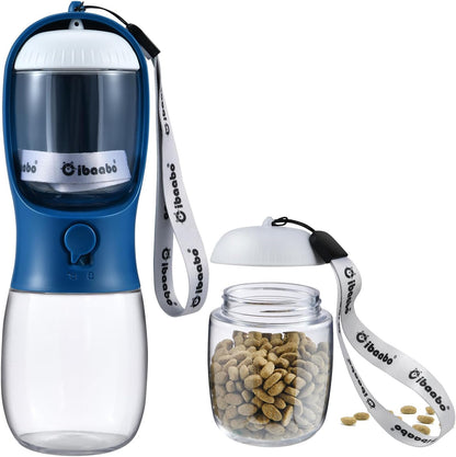 Cibaabo Dog Water Bottle with Food Container, Travel Puppy Water Bowl, Portable Pet Dispenser, Girl Dog Mom Gifts Accessories Stuff Essentials Necessities for Yorkie Chihuahua Cat Walking and Hiking