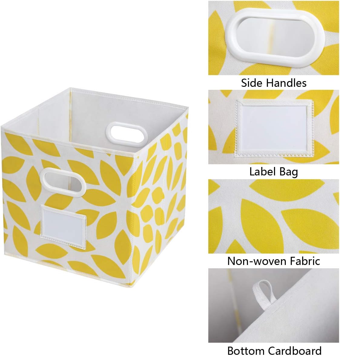 MAX Houser Fabric Storage Bins Cubes Baskets Containers with Dual Plastic Handles for Home Closet Bedroom Drawers Organizers, Flodable, Blue, Set of 4