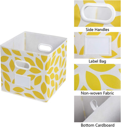 MAX Houser Fabric Storage Bins Cubes Baskets Containers with Dual Plastic Handles for Home Closet Bedroom Drawers Organizers, Flodable, Blue, Set of 4