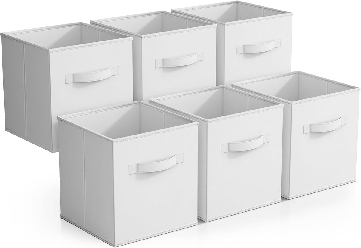 Sorbus Foldable Storage Cubes - 6 Fabric Baskets for Organizing Pantry, Closet, Shelf, Nursery, Playroom, Toy Box, Cubby -11 Inch Dual Handle Collapsible Closet Organizers and Storage Bins (Navy Blue)