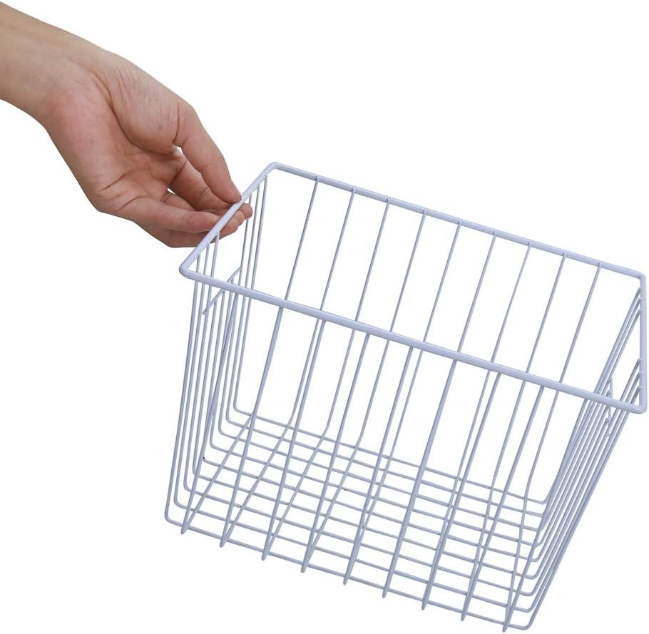 6 Pack Wire Storage Baskets for Organizing, Freezer Organizer Bins, Pantry Organization Bins Cabinets - Metal Basket Kitchen, Laundry, Fridge, Bathroom Countertop Organizer, Pearl White