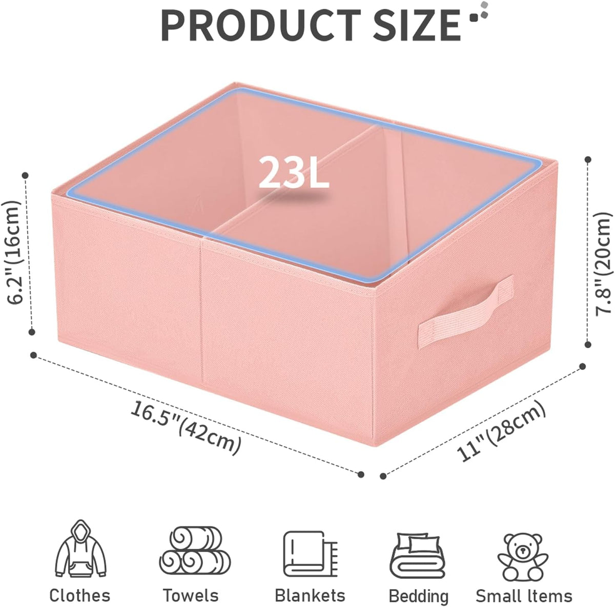 DIMJ Closet Storage Bins - Fabric Storage Baskets for Shelves, Collapsible Closet Organizers and Storage with Handles, Trapezoid Shelf Organization Storage Cubes for Purse, Toys, Books, Towel, Socks