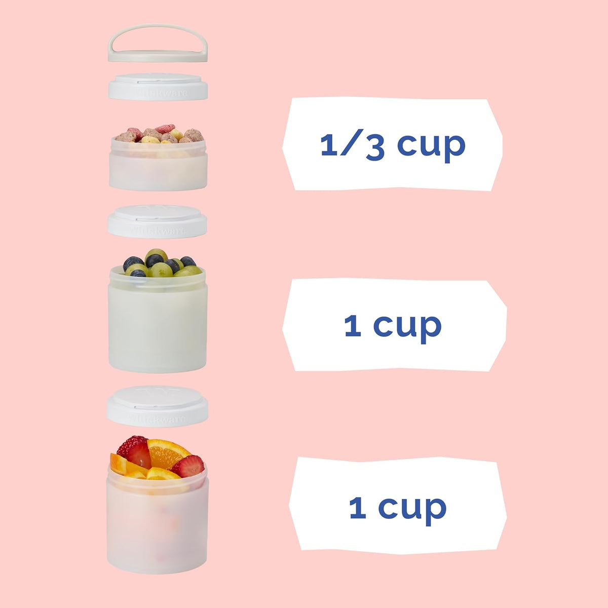 Whiskware Bluey Stackable Snack Containers for Babies, Toddlers, and Kids, 3 Stackable Snack Cups for School and Travel, Cupholder Friendly, Bluey and Bingo! Let’s Do This!