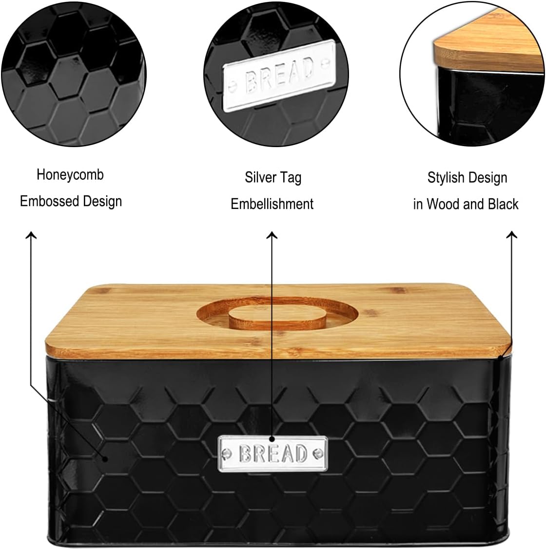 vensovo Bread Box for Countertop – Large White Metal Bread Bin with Bamboo Cutting Board Lid, Farmhouse Bread Storage Container for Homemade Bread, Baked Goods & Kitchen Counter Organization