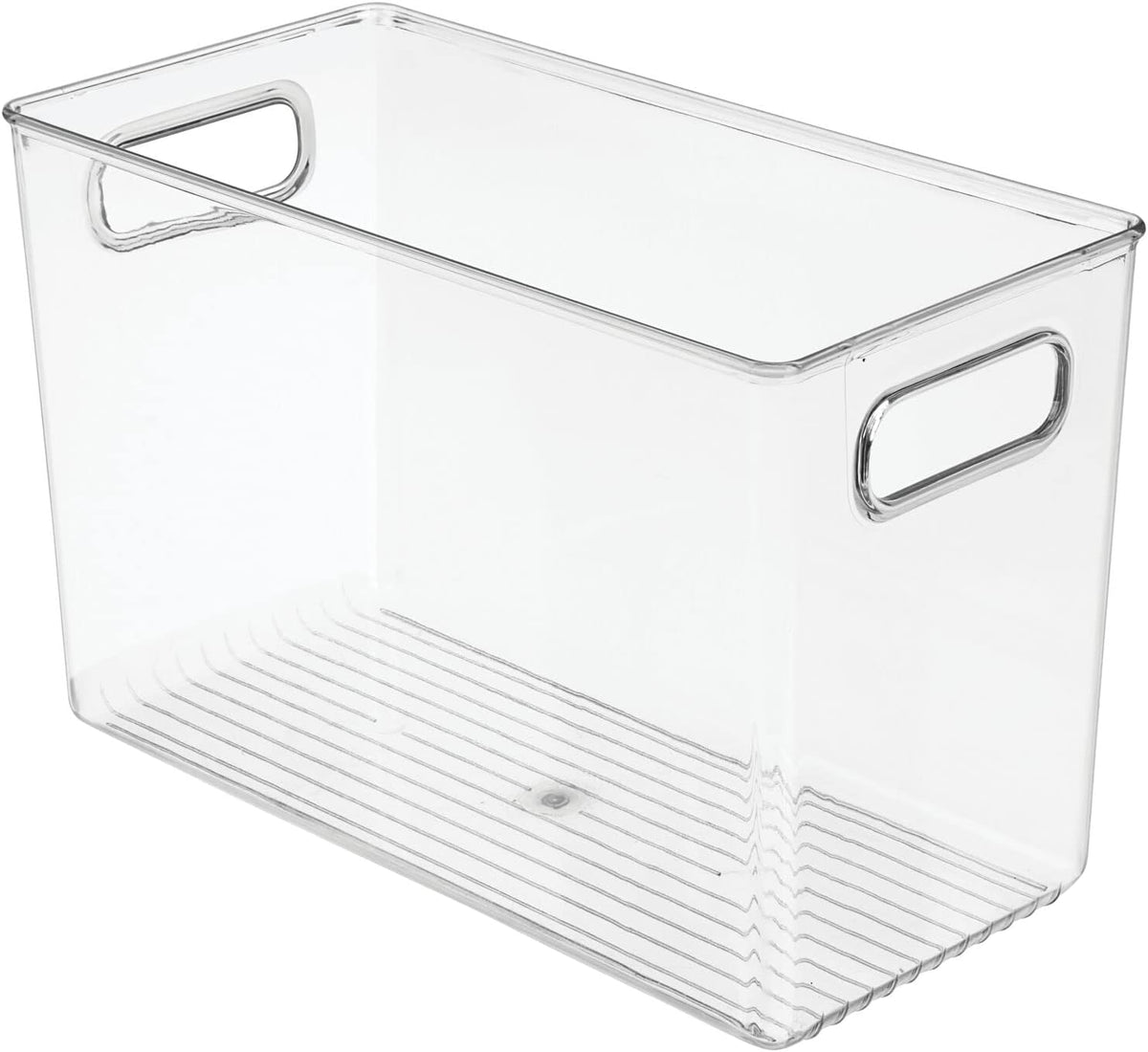 mDesign Plastic Modern Kitchen, Pantry Food Storage Container Bin w/ Handles - Cabinet, Fridge/Freezer, Countertop Organizer - Snacks/Drink/Appliances; Ligne Collection, Clear, 10x5x8 (Pack of 2)