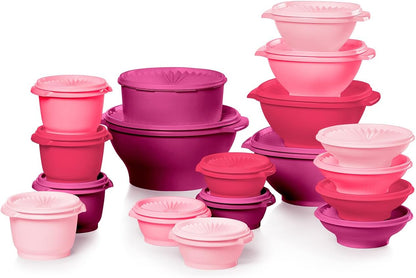 Tupperware Heritage Collection, New Food Storage Container Set in Vintage Pink, Dishwasher Safe and BPA Free (18 containers, 18 lids)