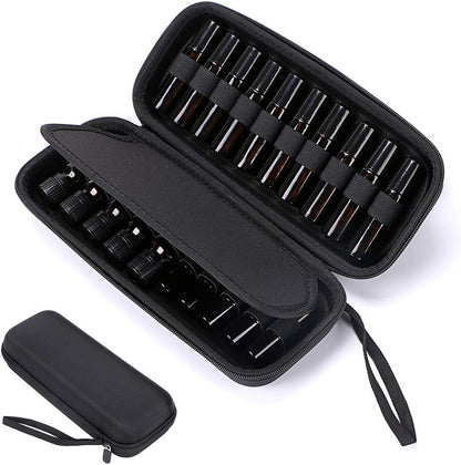 Hipiwe EVA Essential Oils Carrying Case Organizer for 20 Bottles 5ml 10ml Standard and Rollers Bottles Portable Hard Shell Essential Oils Travel Bag Holder for Essential Oils Bottle Storage (Black)