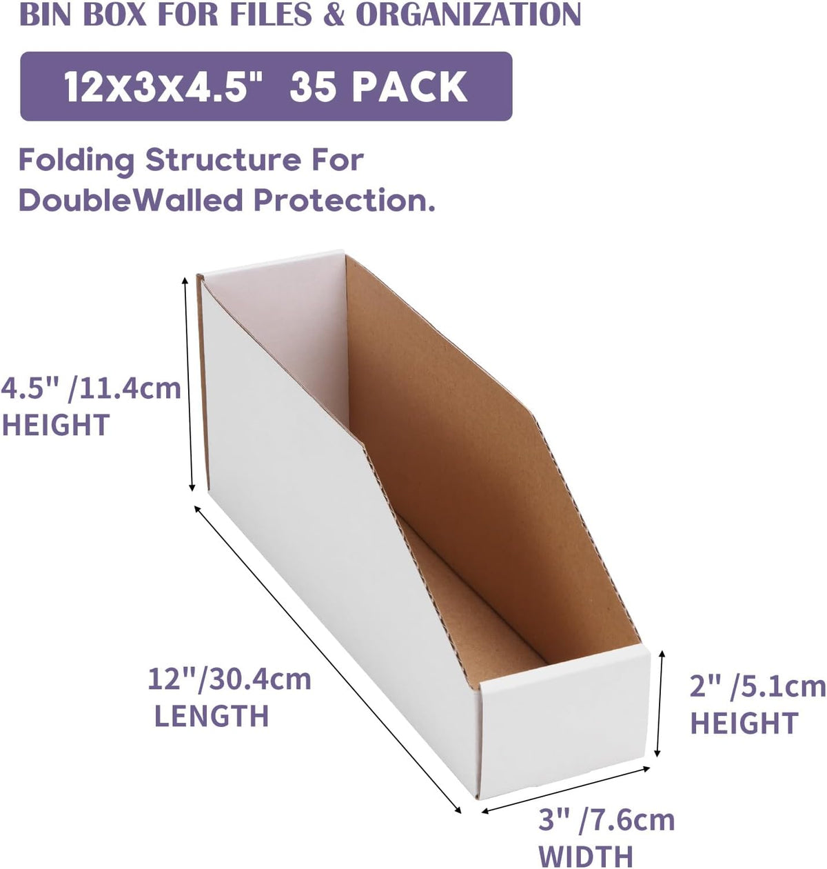 EXYGLO Cardboard Boxes, Pack of 35 Corrugated Storage Bins 12x6x4.5 inch Pantry Organizer Bins for Shelves Garage Office Organization