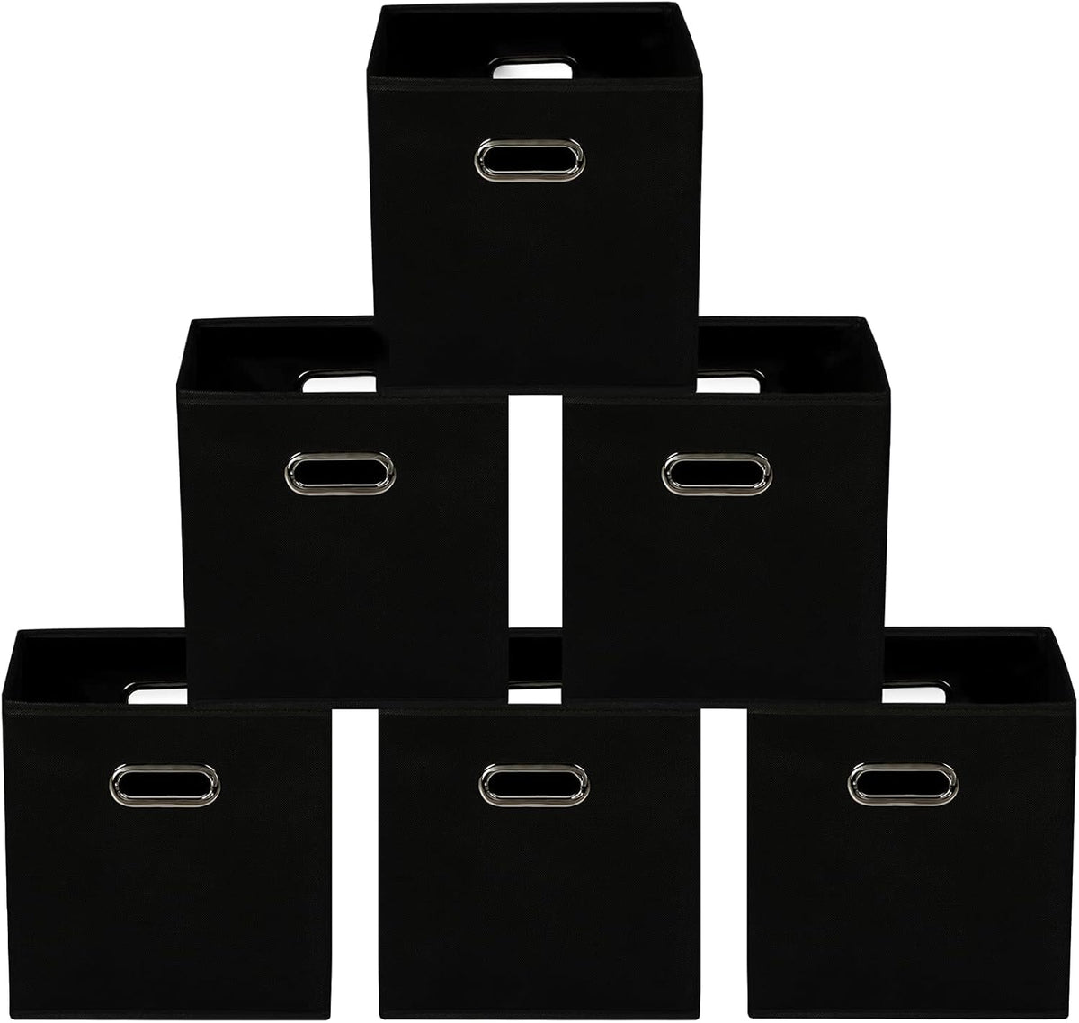 Yunkeeeper storage bins Cubes, Fabric Cube Organizer with Handle, Foldable Cube Bins for Cloth or Accessary Storage, 11x11x11, Set of 3,(Gray)