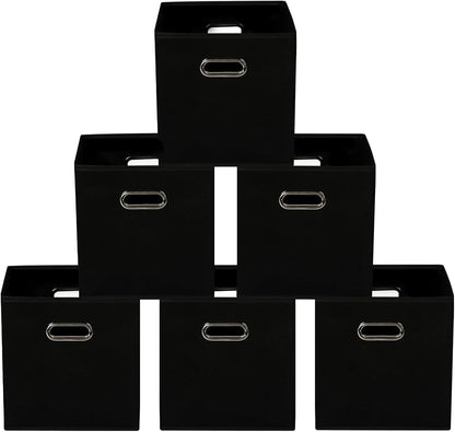 Yunkeeeper storage bins Cubes, Fabric Cube Organizer with Handle, Foldable Cube Bins for Cloth or Accessary Storage, 11x11x11, Set of 3,(Gray)