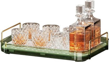 Seoneiro Whiskey Tray, Glass Cup Rack, Mug Holder, Coffee Cup Organizer, Bathroom Countertop Organizer with Drain Board Wine Glass Decorative, Food Tray, Kitchen Spice Rack