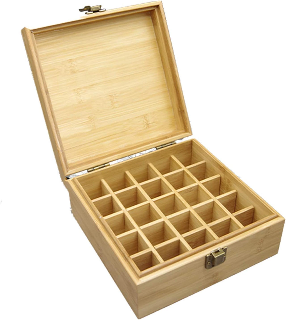 Pure Vie Essential Oil Bamboo Storage Box Travel Display Presentation, Holds 26 Bottles for 5, 10, 15ml - Aromatherapy Organizer Nail Polish Fragrance Container - Keep Your Oils Safe & Space Saver