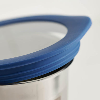 Tramontina 4-Piece Food Storage Containers with Silicone Lids, Stainless Steel Reusable Canister Set, Kitchen Pantry Organizer for Oats, Flour, Cereal, Sugar, Snacks (Blue)