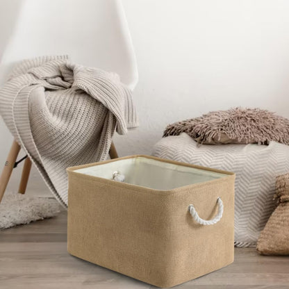 Fabric Storage Bins 12x8x5 inch [6-Pack] with Rope Handles - Decorative Baskets for Organizing