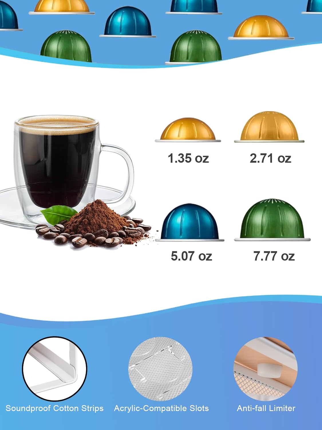 Sedegn Coffee Pod Holder Counter Coffee Vertuo Capsules Storage Organizer with Sliding Drawer Compatible For 35 K-Cup Pods No Assembly Needed Rustic Brown