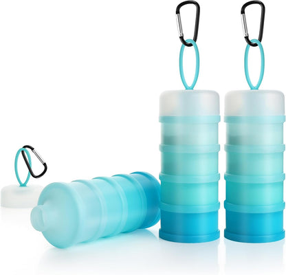 Accmor Protein Powder Container to Go with Funnels Stand, 4 Compartments Stackable Protein Powder Dispenser for Workout, Fitness, Travel