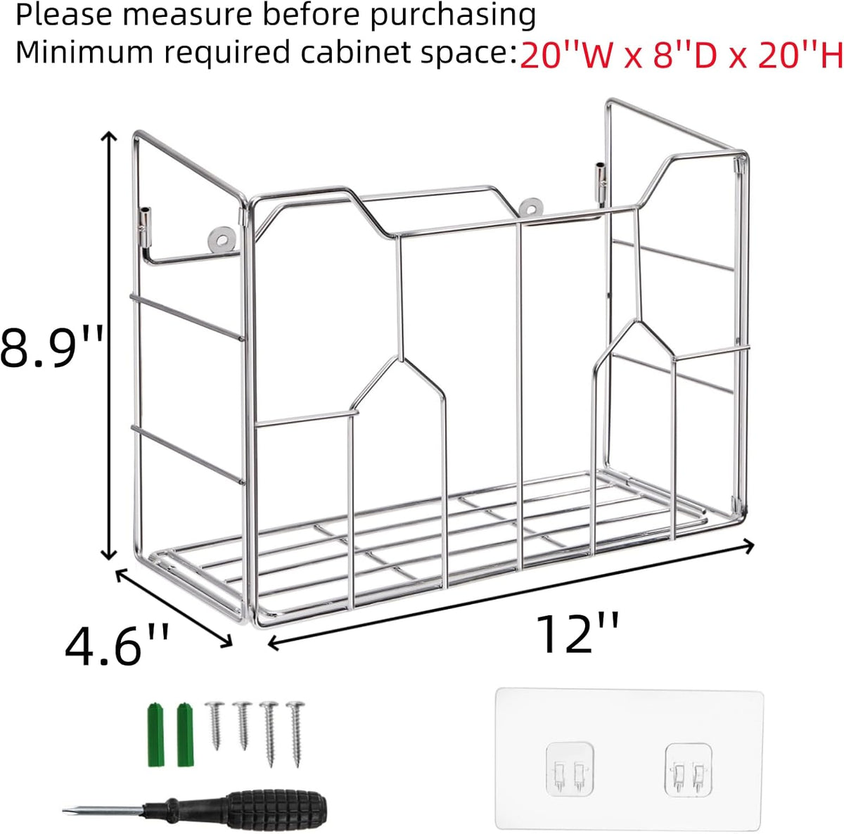 Cididu 2 Pack Kitchen Wrap Organizer Rack Wall Mount, Cabinet Door Organizer Storage, Wall Rack Basket Sturdy Steel Wire, Tall Inside Cabinet Holder for Aluminum Foil Plastic Wrap Wax Paper