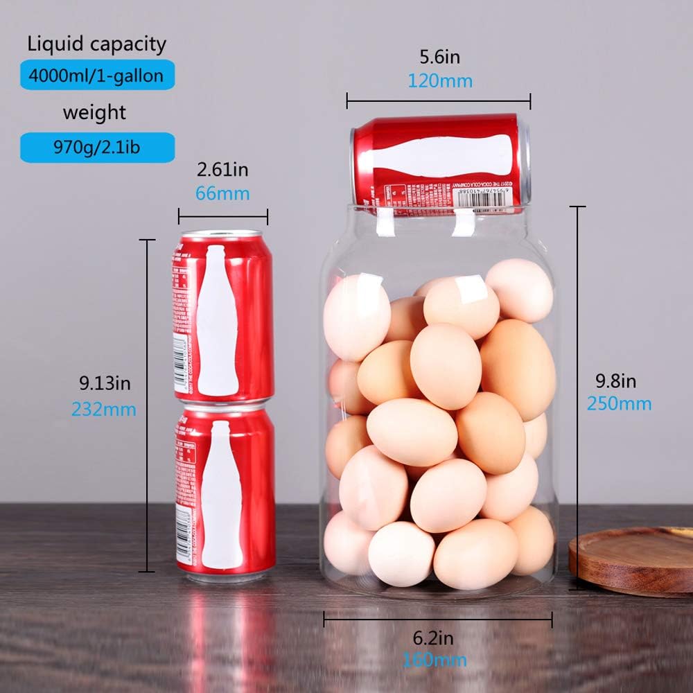 SAIOOL Glass Jars with Airtight Lid [Set of 4],Kitchen Canisters, Borosilicate Storage Containers,Retro Design, jars for Candy,Cookie,Rice,Sugar,Flour, Flour,Pasta,Nuts and Spice Jars