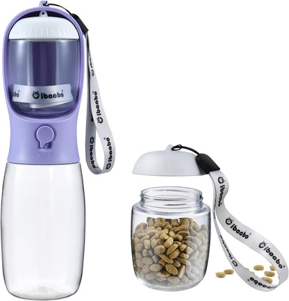 Cibaabo Dog Water Bottle with Food Container, Travel Puppy Water Bowl, Portable Pet Dispenser, Girl Dog Mom Gifts Accessories Stuff Essentials Necessities for Yorkie Chihuahua Cat Walking and Hiking