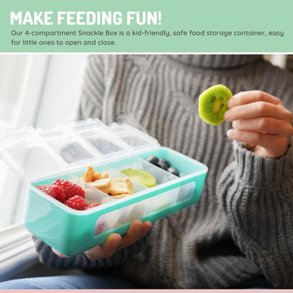 melii Snackle Box | 4 Compartment Snack Container with Individual Lids, BPA-Free Food Storage for Travel, School & On-the-Go Snacks, Kids & Family Organizer (Berry)