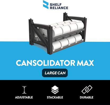 Shelf Reliance Cansolidator Pantry Plus - Can Organizer for Pantry, Stackable Soda Can Storage for Kitchen, Holds 60 Cans of Food or Soda