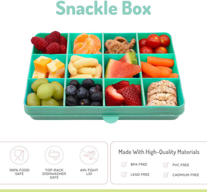 melii Snackle Box |12-Compartment Snack Container with Removable Dividers, BPA-Free Food Storage for Travel, School & On-the-Go Snacks, Kids & Family Organizer (Grey)
